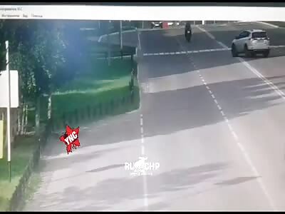 Young man on a motorcycle had a bad day