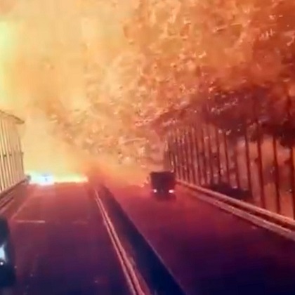  Surveillance Footage Captures Large Explosion on Key Bridge to Russian-Annexed Crimea