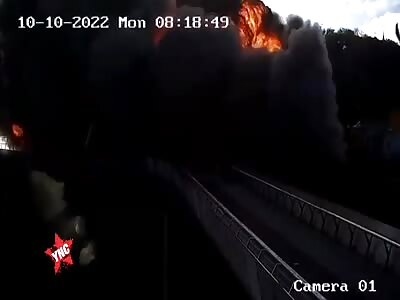 Missile attack hits bridge in Kyiv.