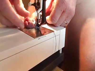 man torture his penis with a sewing machine! WTF