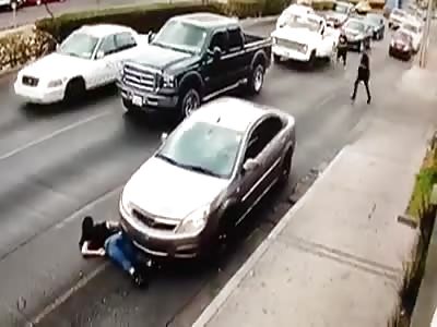 A Woman gets Run Over After one Car Doesn't Brake On Time
