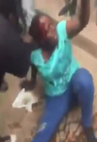 Women caught stealing are beaten by the crowd