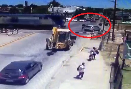 The train rammed into a car in Argentina