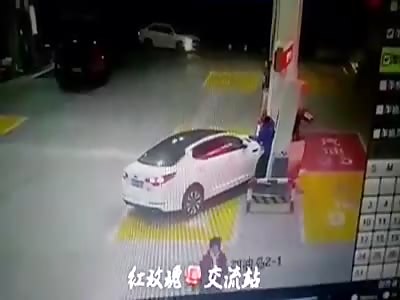 The woman was killed at the gas station