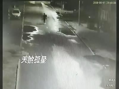drunk woman falls on the road  and gets run over by truck twice