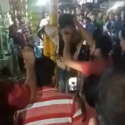 Thief Tied To The Pole And Tortured With The Stone In Public