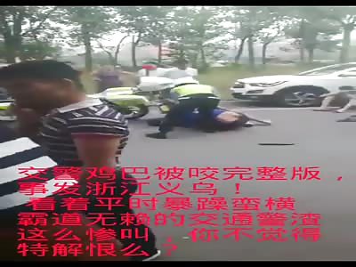 China traffic police Dick  bites