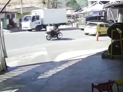 Motorcyclist is crushed by truck