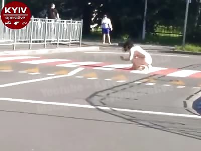 Ukrainian naked drunk girl in public