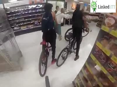 Kids Ride Bikes Thru Grocery Store