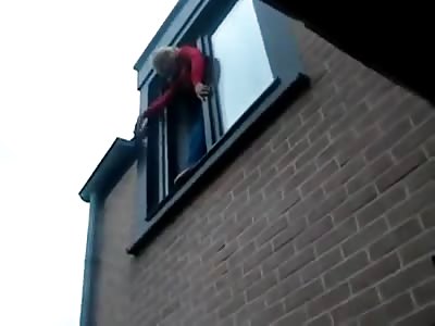 Mom Jumps Out of Window Onto Trampoline Fail