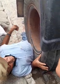 Man Suffers Crushed By Wheel