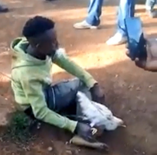 Thief Beaten and Forced To Eat Raw Chicken By Angry Woman