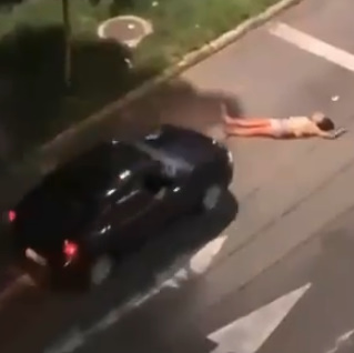 Homeless Woman Lays Down In The Road And Is Run Over By A Vehicle