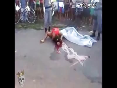 Person killed lays on the ground 