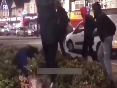 Man beaten with a pole in violent mass brawl