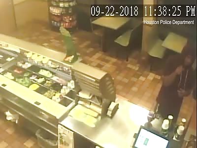 Moment of subway employee fighting off two robbers