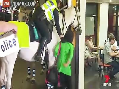 Woman punches police horse 