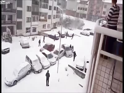 Snow & Ice = Cars Hugging!