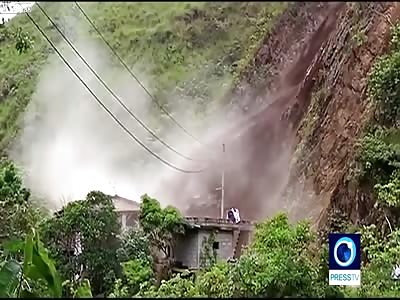 Landslides tumbling down in Peru