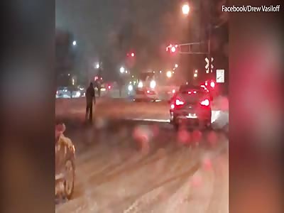 Lucky escape for driver as stalled snow plow destroyed by train