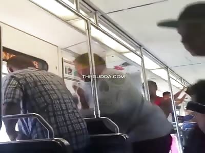 Big Guy Beats Up 2 Little Guys On The Train!
