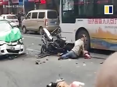 Five killed in China as hijacked bus ploughs into pedestrians