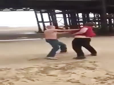 Street fight but on the beach in Blackpool