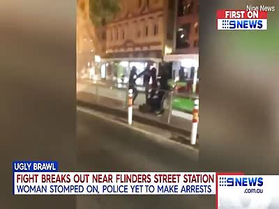 Woman violently beaten during brawl outside Melbourne train station
