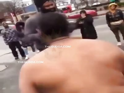Big Dude Gets Knocked Out From A Crazy Back Handed Punch!