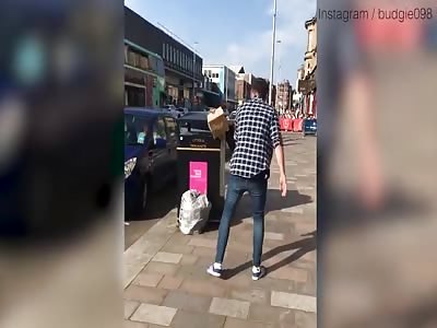 Bet he feels rubbish! Scottish man gets head trapped in bin
