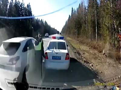 Hit & run: Lexus SUV knocks down a traffic police inspector.