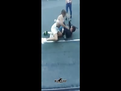 Girl beats up drunk guy