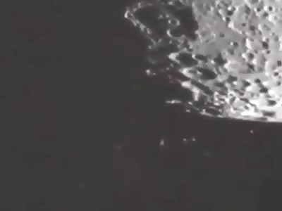 UFO fleet flies over Moon out of Sunlight