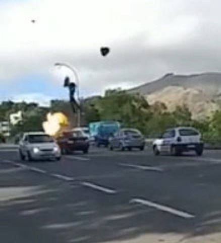 Bike Explodes on Impact With Car