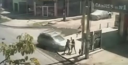 Car Slams into Mother and Kids at Bus Stop
