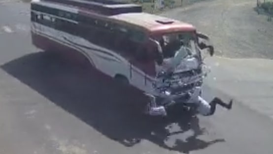 Bus Obliterates Two on a Motorbike