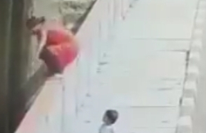 Woman Leaves Her Kid Behind and Jumps