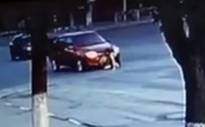 Chick Hit and Crushed by Car