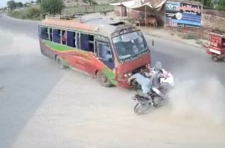 Bus Demolishes Couple on a Bike