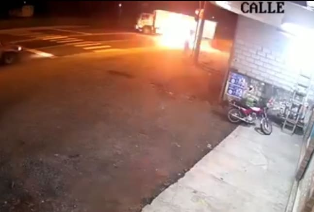 Biker Goes Up in Flames After Collision