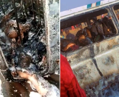 Van Carrying Petrol Incinerates Passengers After Collision