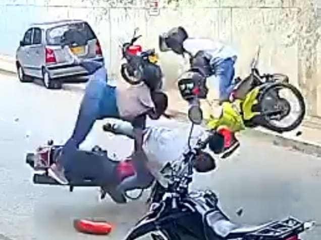 Painful Head On Collision Of Bikers