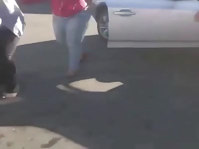 Fat ass  bitches fighting in a parking lot