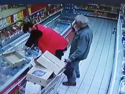 Old Russian man perv air humping women from behind