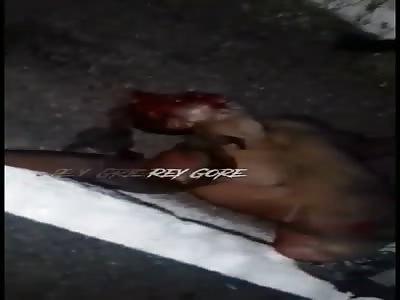 graphic scene, man totally destroyed in highway accident