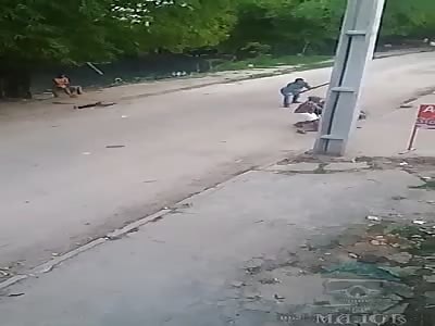 violent fight on the street in Brazil