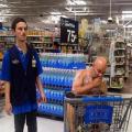 Belligerent Drunk Man Gets Naked inside Shopping Cart at Walmart .. Leaves Dumb Employees Clueless