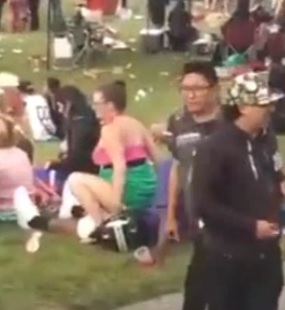 Interracial Couple caught Fucking in a Crowded Public Park does not Go Over Well 