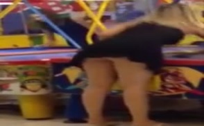 Girl Playing Air Hockey Upskirt and she is Hot ! 